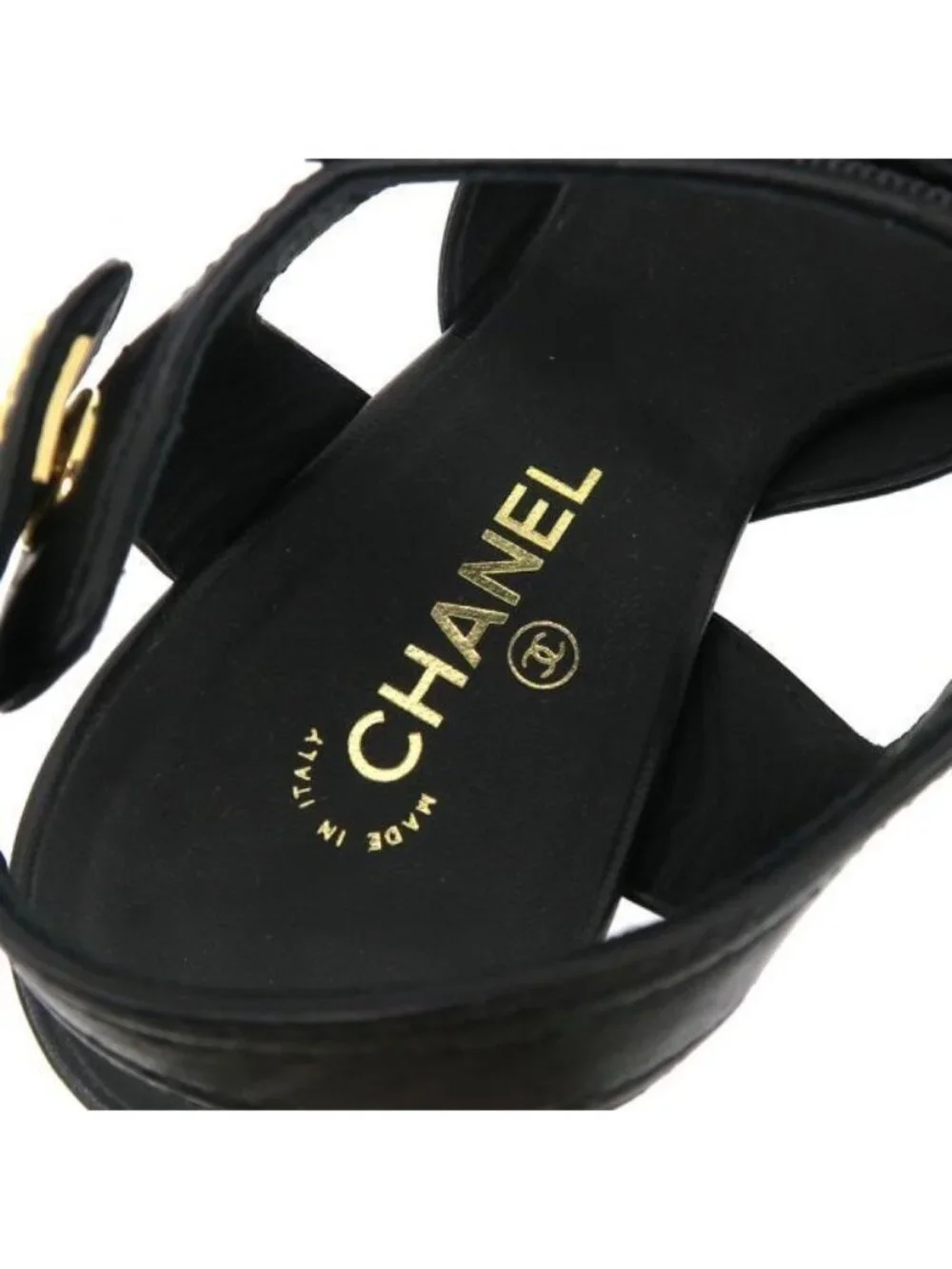 Chanel Sandals Leather Black
